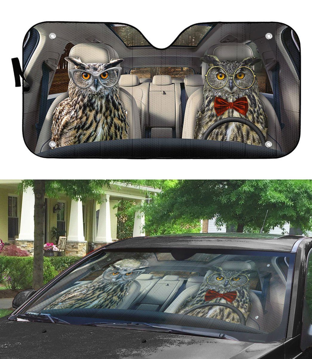 Gearhuman 3D Eagle Owls Couple Auto Car Sunshade GV05031 Auto Sunshade
