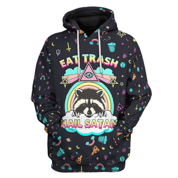 Gearhumans GearHuman 3D Eat Trash And Hail Satan Custom Hoodies