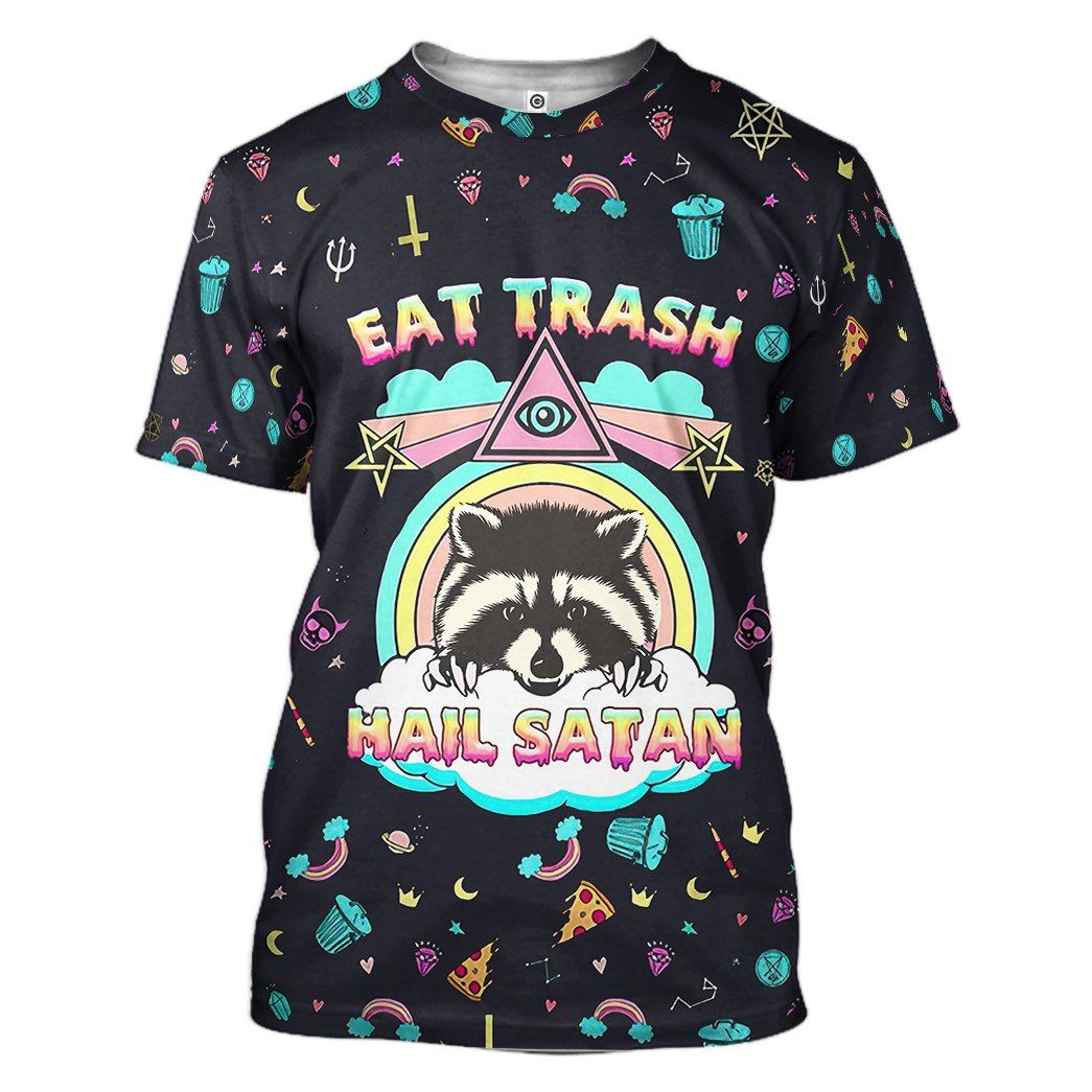 GearHuman 3D Eat Trash And Hail Satan Custom Hoodies GR29128 3D Apparel T-Shirt S 