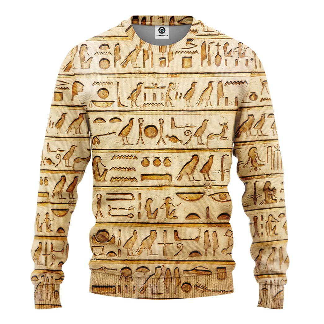 Gearhuman 3D Egypt Pattern Custom Tshirt Hoodie Apparel GK06012 3D Apparel Long Sleeve S 