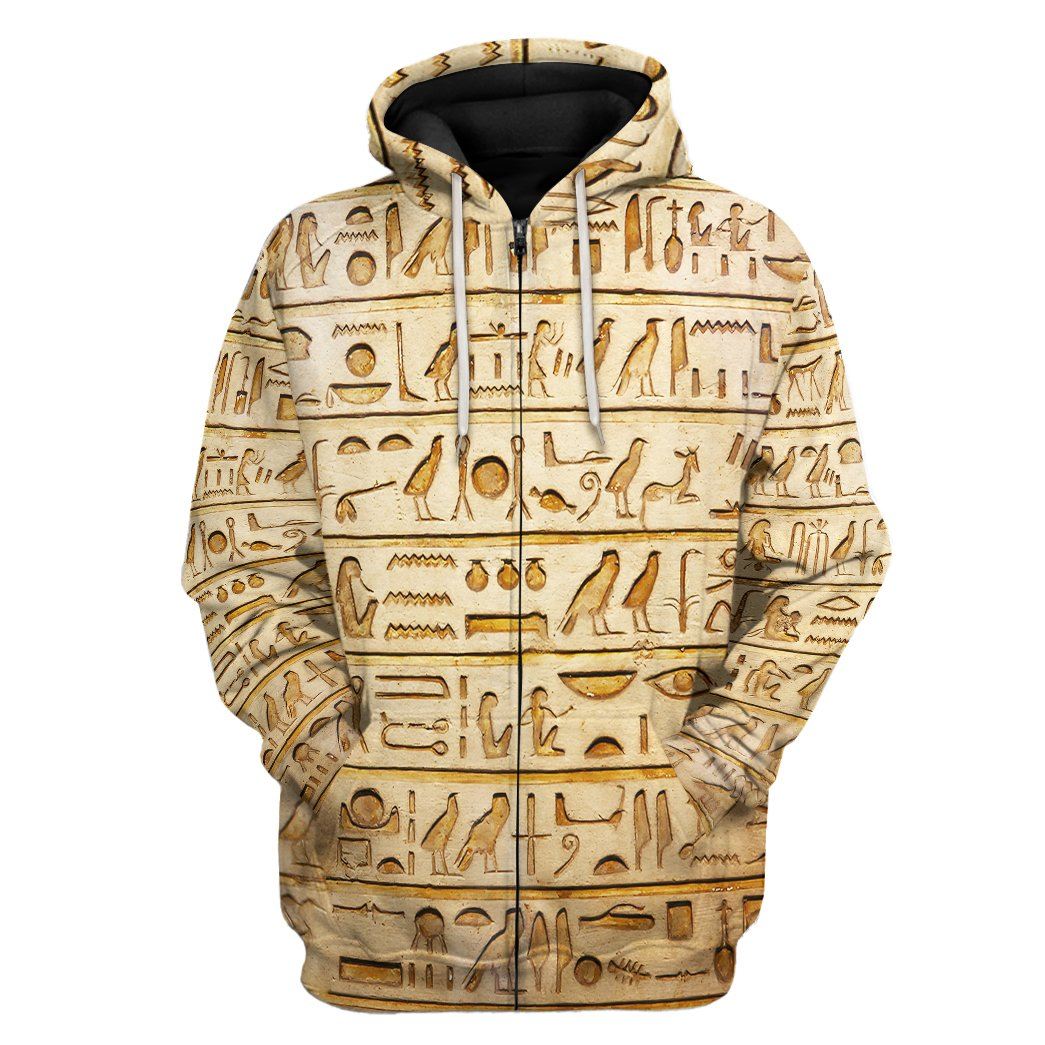 Gearhuman 3D Egypt Pattern Custom Tshirt Hoodie Apparel GK06012 3D Apparel Zip Hoodie S 