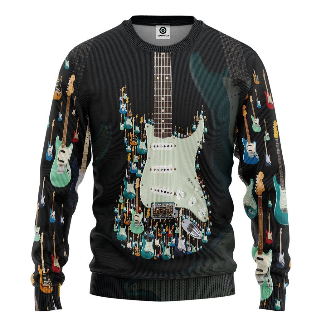 Gearhuman 3D Electric Guitar Custom Tshirt Hoodie Apparel GV05119 3D Apparel Long Sleeve S 
