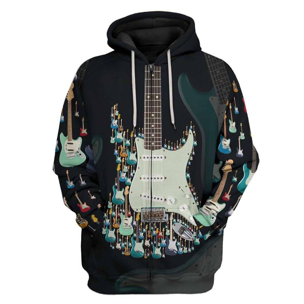 Gearhuman 3D Electric Guitar Custom Tshirt Hoodie Apparel GV05119 3D Apparel Zip Hoodie S 