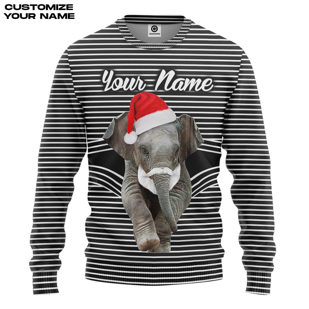 Gearhuman 3D Elephant Christmas Custom Tshirt Hoodie Apparel GB06114 3D Apparel Long Sleeve S 