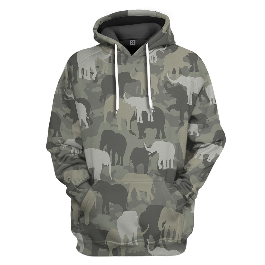 Gearhuman 3D Elephants Camo Custom Tshirt Hoodie Apparel GV08127 3D Apparel Hoodie S 