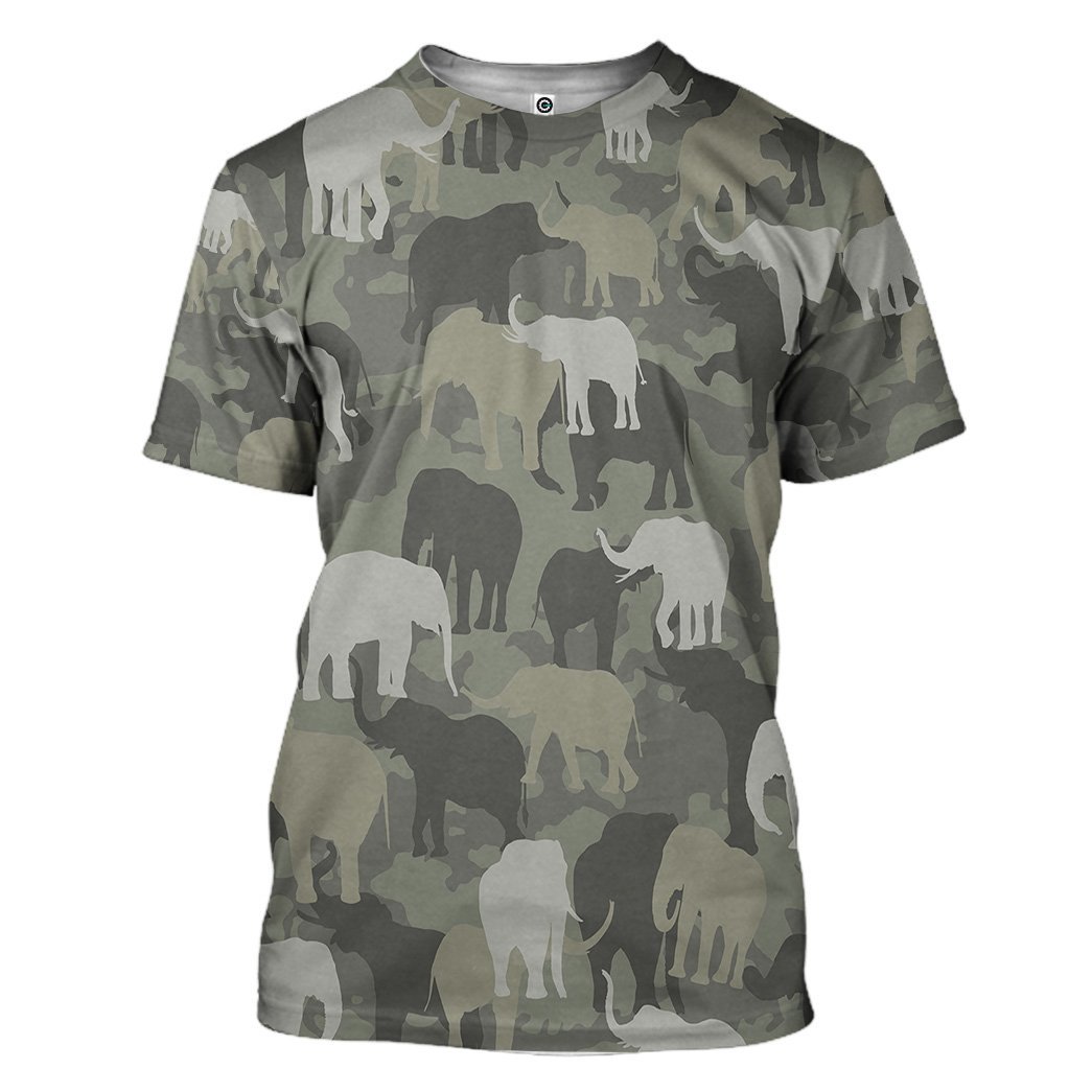 Gearhuman 3D Elephants Camo Custom Tshirt Hoodie Apparel GV08127 3D Apparel T-Shirt S 