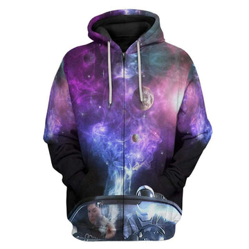 Gearhumans 3D Elon Musk smoking out space Hoodie Apparel