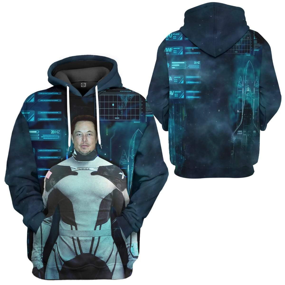 Gearhuman 3D Elon Musk The New Iron Man Custom Hoodie Apparel GL07061 3D Custom Fleece Hoodies 