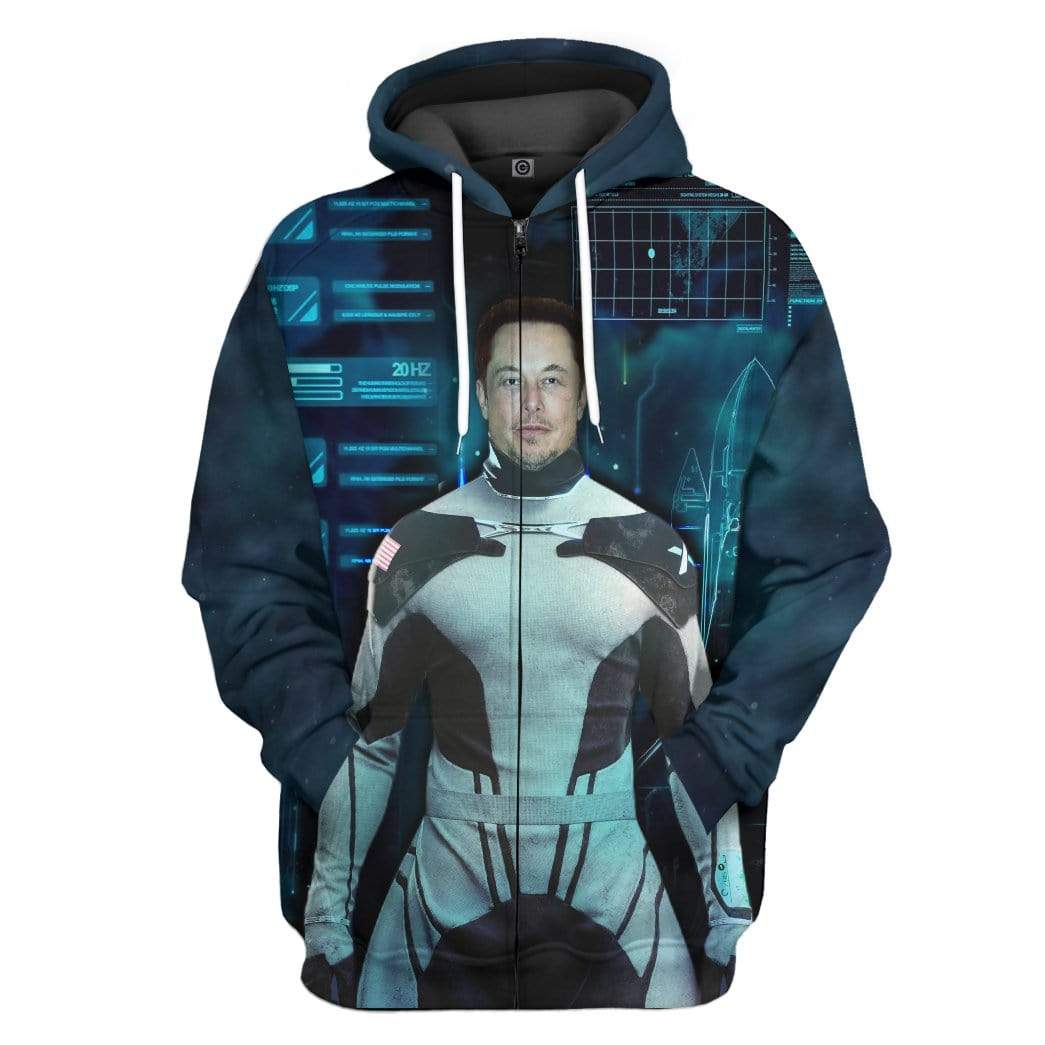 Gearhuman 3D Elon Musk The New Iron Man Custom Hoodie Apparel GL07061 3D Custom Fleece Hoodies Zip Hoodie S 