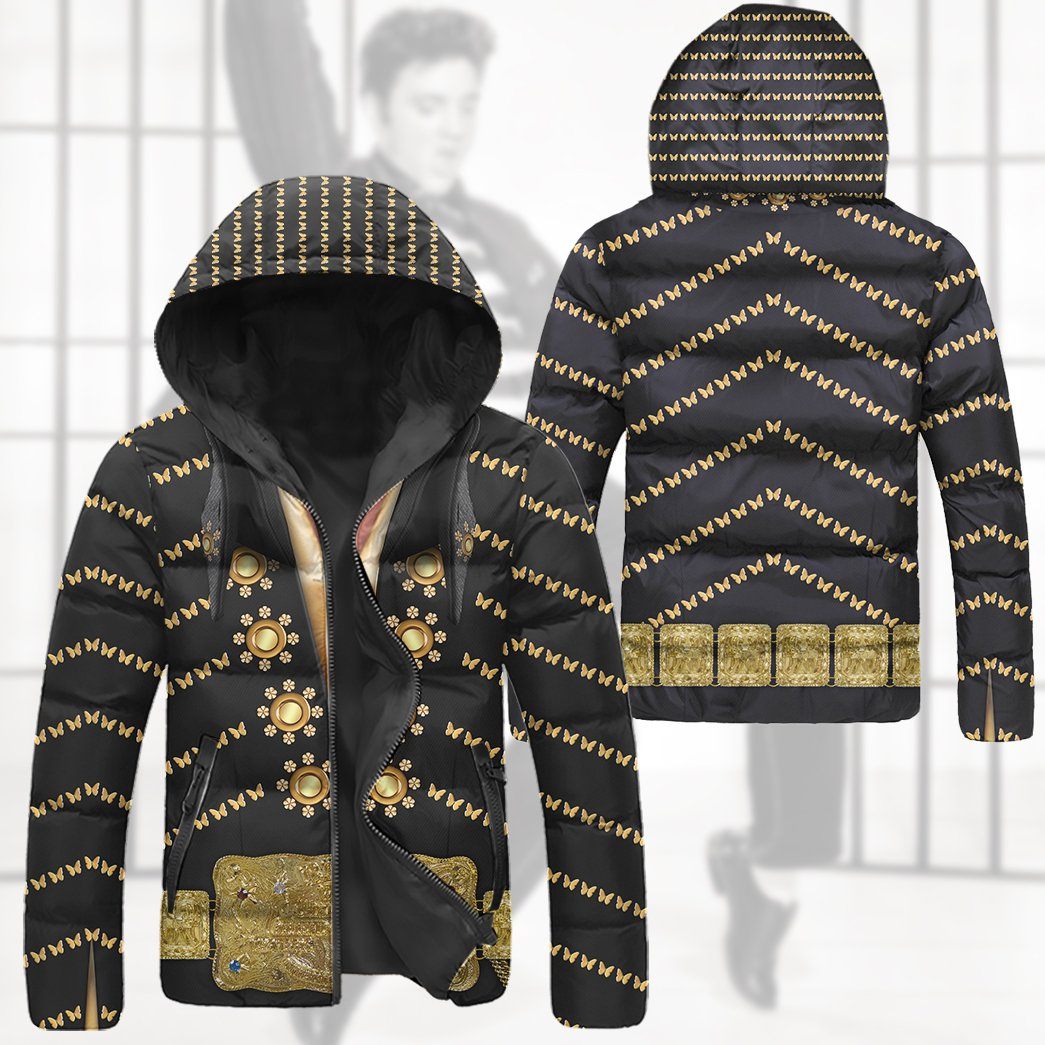 Gearhuman 3D Elvis Presley Black Custom Down Jacket GV191011 Down Jacket 
