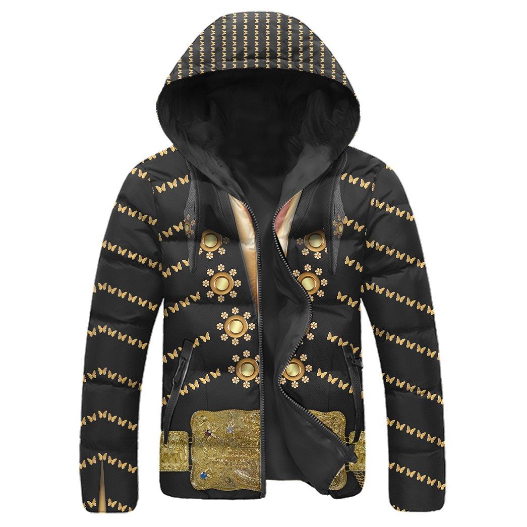 Gearhuman 3D Elvis Presley Black Custom Down Jacket GV191011 Down Jacket Down Jacket S 