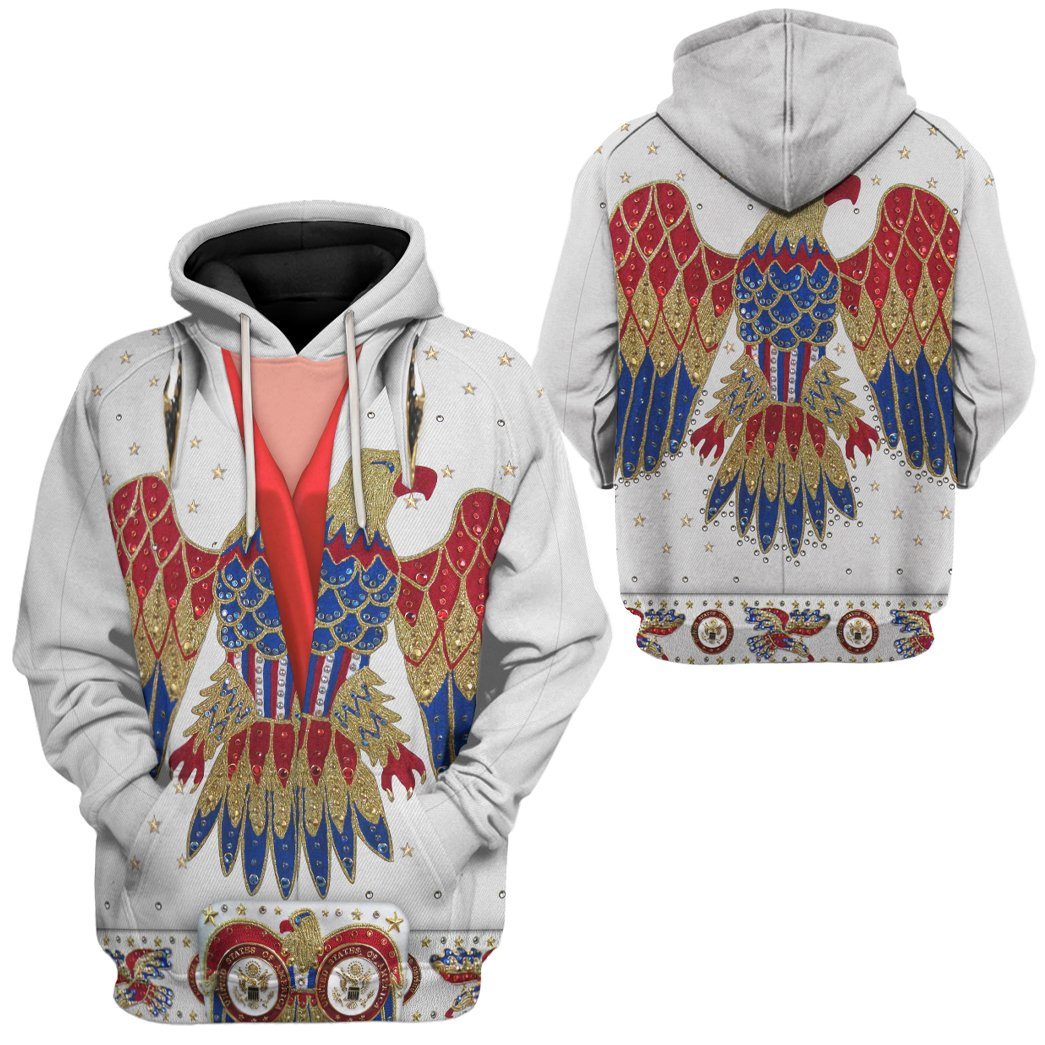 Gearhuman 3D Elvis Presley Eagle Jumpsuit Custom Hoodie Apparel GV030930 3D Custom Fleece Hoodies 
