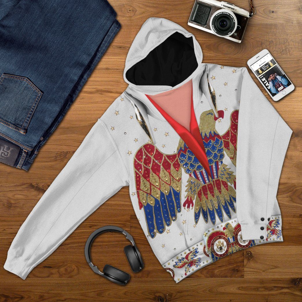 Gearhuman 3D Elvis Presley Eagle Jumpsuit Custom Hoodie Apparel GV030930 3D Custom Fleece Hoodies 