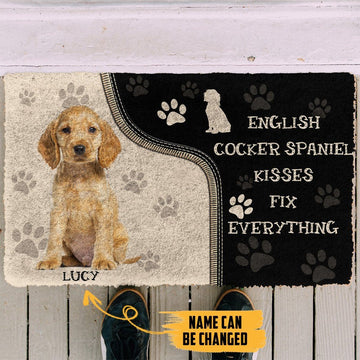 Gearhumans 3D English Cocker Spaniel Kisses Fix Anything Custom Name Doormat