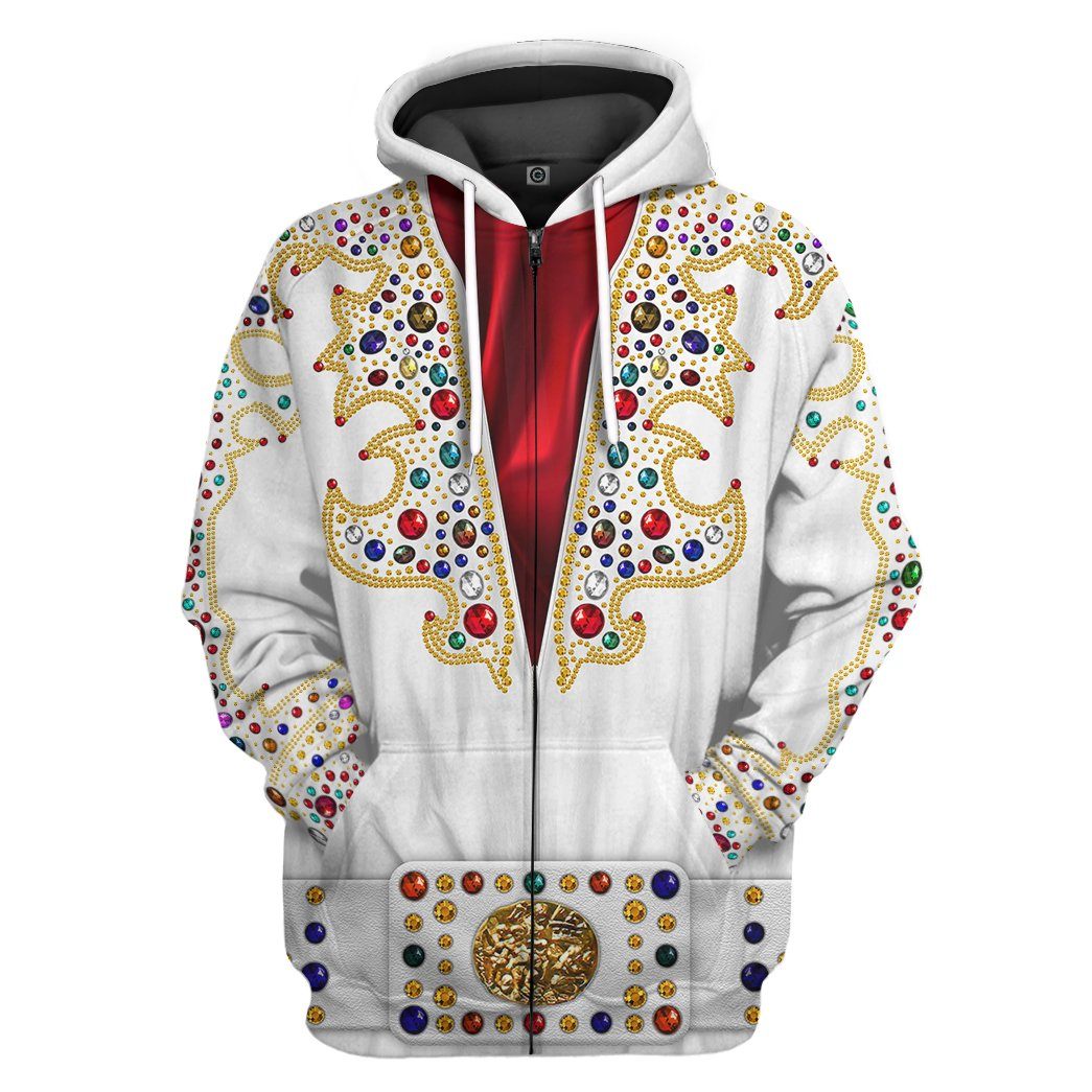 Gearhuman 3D EP Elvis Presley Suit Custom Tshirt Hoodie Apparel GV211015 3D Apparel Zip Hoodie S 
