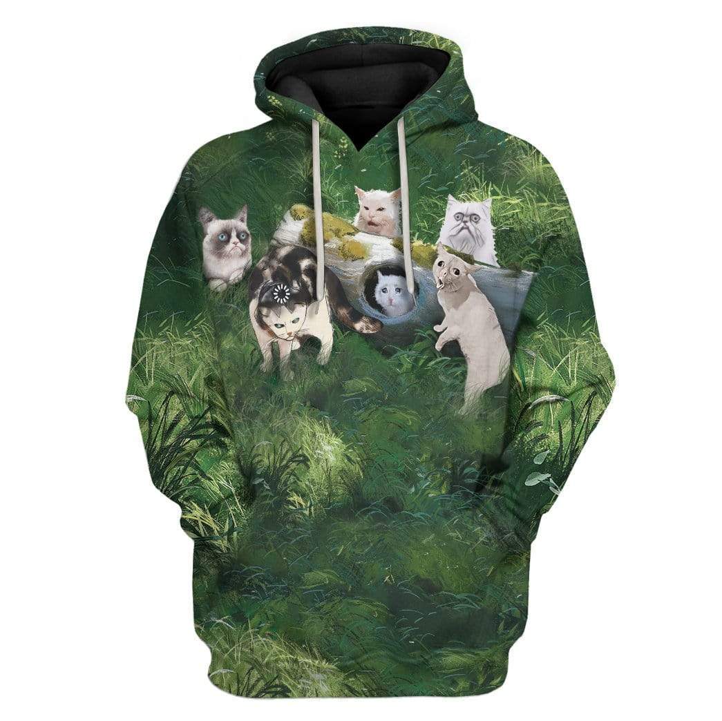 Gearhuman 3D Famous Cat Meme Custom T-Shirts Hoodies Apparel CT-TA1302202 3D Custom Fleece Hoodies Hoodie S 