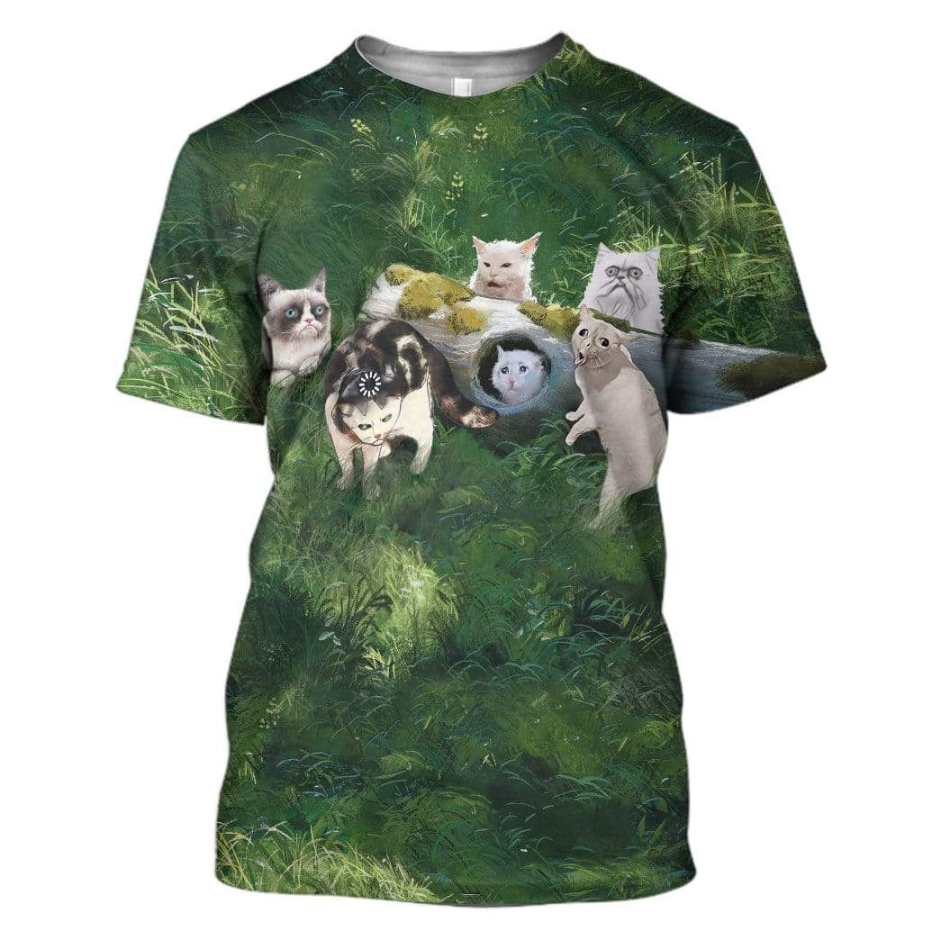 Gearhuman 3D Famous Cat Meme Custom T-Shirts Hoodies Apparel CT-TA1302202 3D Custom Fleece Hoodies T-Shirt S 