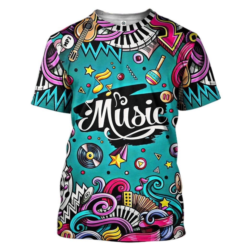 GearHuman 3D Fashion Musical Instruments Cutsom Shirt GR12014 3D Apparel T-Shirt S 