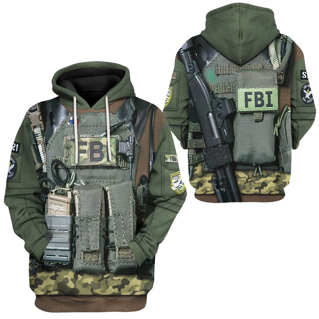 Gearhuman 3D FBI Uniform Custom Tshirt Hoodie Appreal CK24113 3D Apparel 
