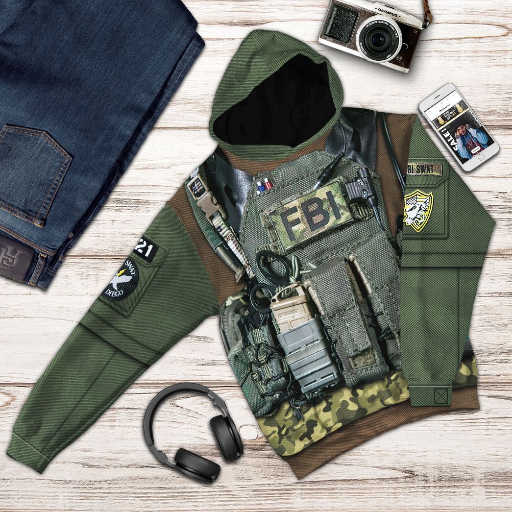 Gearhuman 3D FBI Uniform Custom Tshirt Hoodie Appreal CK24113 3D Apparel 