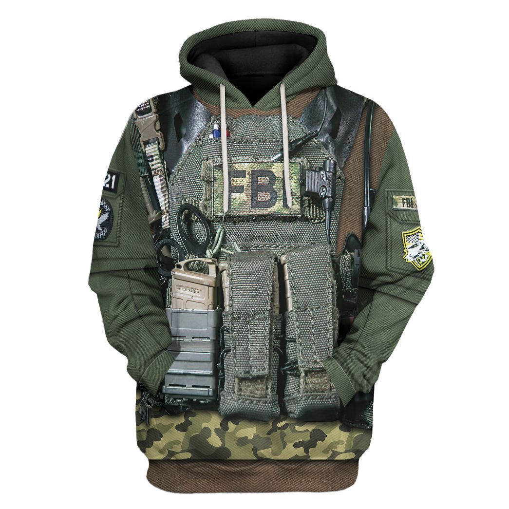 Gearhuman 3D FBI Uniform Custom Tshirt Hoodie Appreal CK24113 3D Apparel Hoodie S 