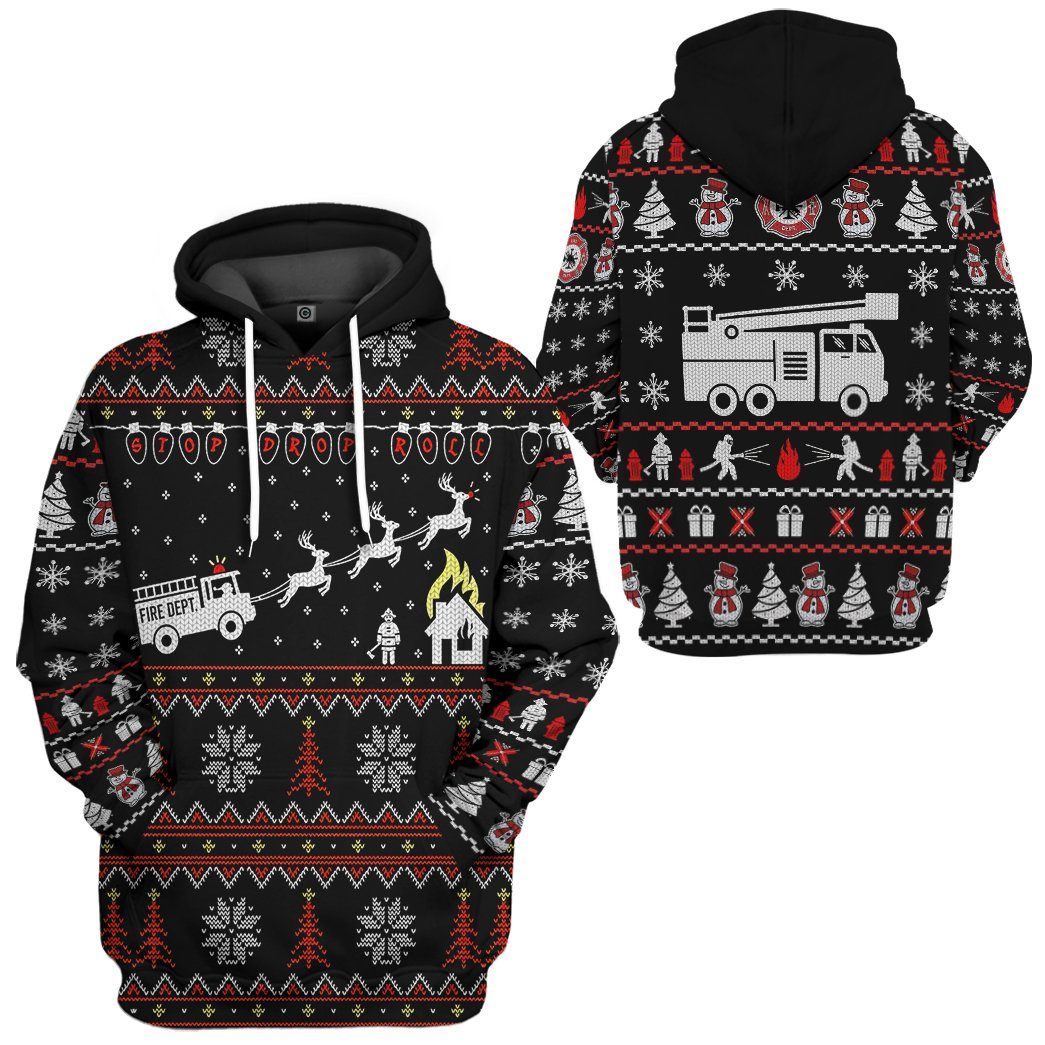 Gearhuman 3D Firefighter FIRE DEPT Ugly Christmas Sweater Custom Hoodie Apparel GV081029 3D Apparel 
