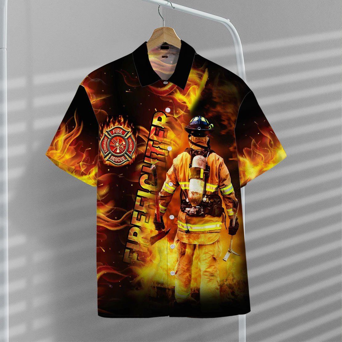 Gearhuman 3D Firefighter Hawaii Shirt ZZ0306214 Hawai Shirt 