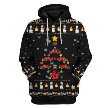 Gearhuman 3D Firefighter Truck Tree Ugly Christmas Sweater Custom Hoodie Apparel GV071014 3D Apparel Hoodie S 
