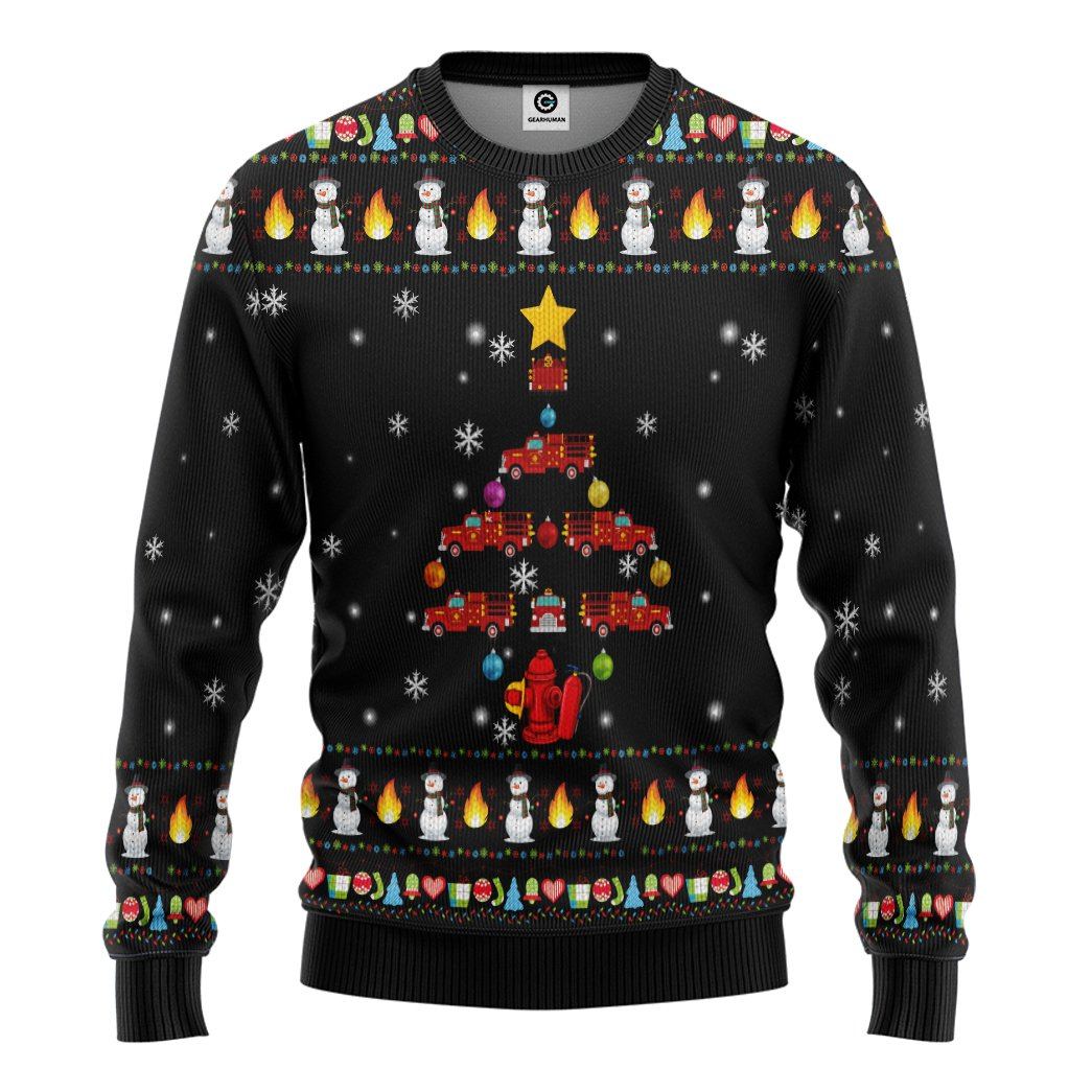 Gearhuman 3D Firefighter Truck Tree Ugly Christmas Sweater Custom Sweatshirt Apparel GV071014 Sweatshirt Sweatshirt S 