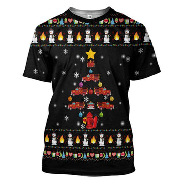 Gearhuman 3D Firefighter Truck Tree Ugly Christmas Sweater Custom Tshirt Apparel GV071014 3D T-shirt T-Shirt S 