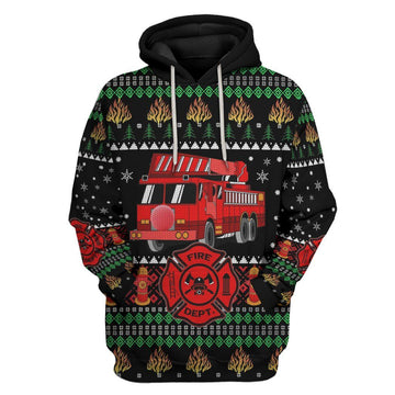 Gearhuman 3D Firefighter Truck Ugly Christmas Sweater Custom Hoodie Apparel GV081030 3D Apparel Hoodie S 
