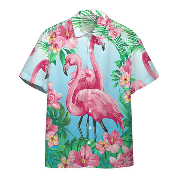 Gearhuman 3D Flamingo Hawaii Shirt GW1805211 Hawai Shirt Short Sleeve Shirt S 