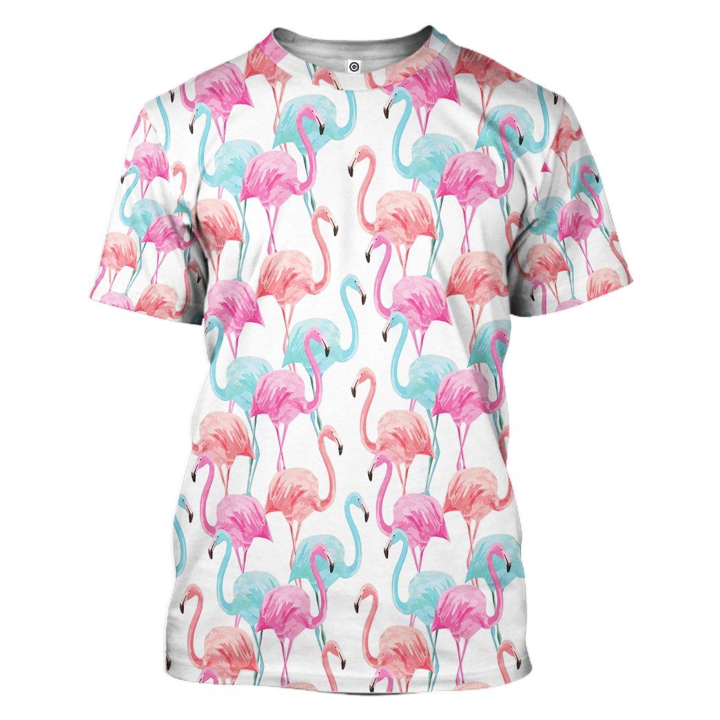 GearHuman 3D Flamingo Pink Blue Water Hoodie Custom Hoodies GR211214 3D Apparel T-Shirt S 