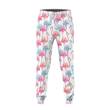 Gearhumans 3D Flamingo Pink Blue Water Hoodie Custom Sweatpants