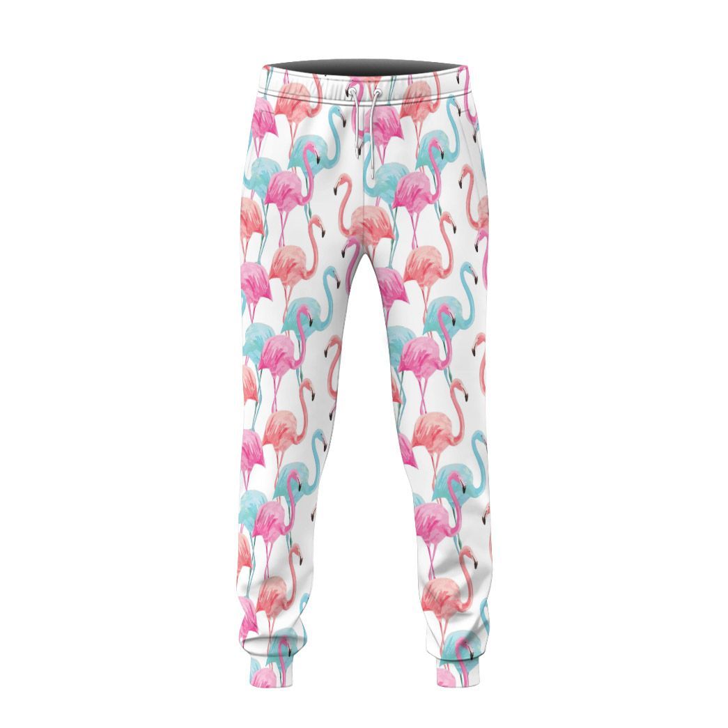 Gearhuman 3D Flamingo Pink Blue Water Hoodie Custom Sweatpants CR211215 Sweatpants 