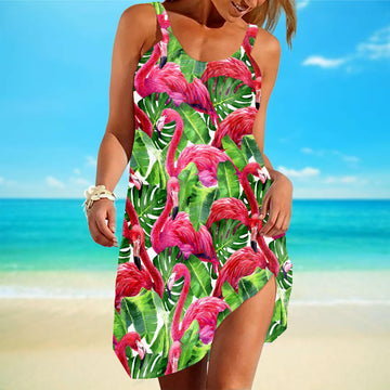 Gearhuman 3D Flamingo Sleeveless Beach Dress ZK0806212 Beach Dress 