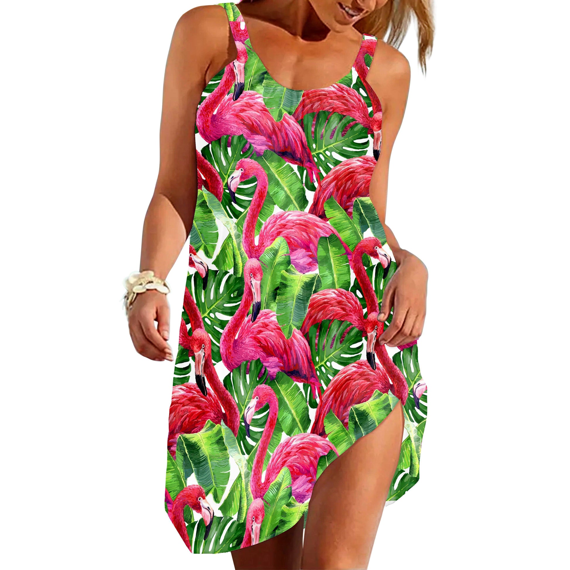 Gearhuman 3D Flamingo Sleeveless Beach Dress ZK0806212 Beach Dress Beach Dress S 