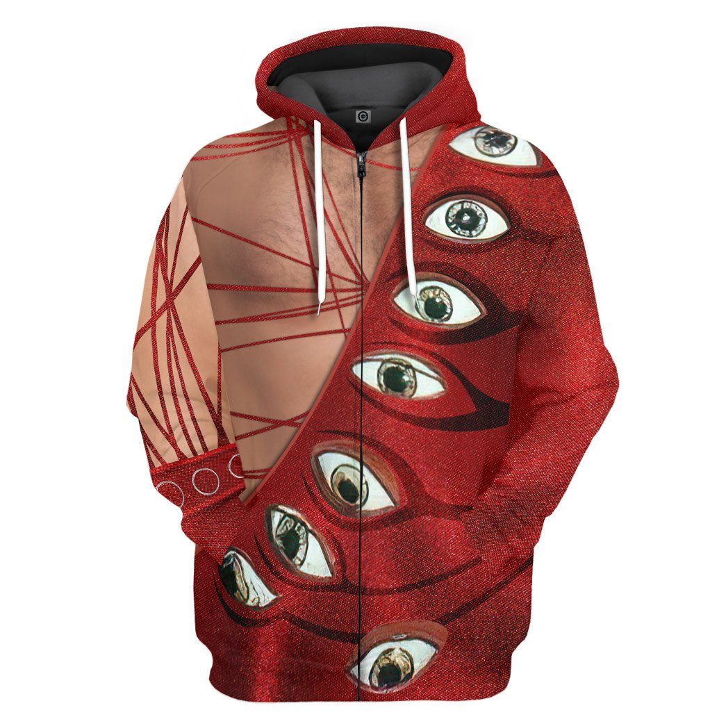 Gearhuman 3D Freddie Mercury Eyeball Suit Custom Hoodie Apparel GW120813 3D Custom Fleece Hoodies Zip Hoodie S 