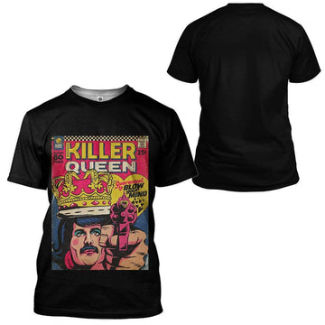 Gearhumans 3D Freddie Mercury Killer Queen Vintage Comic Book Covers Custom Tshirt Apparel