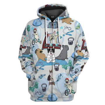 Gearhumans 3D French Bulldog Healthy And Balance Custom Hoodie Apparel