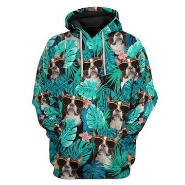 Gearhumans 3D French Bulldog Tropical Hawaii Custom Hoodie Apparel