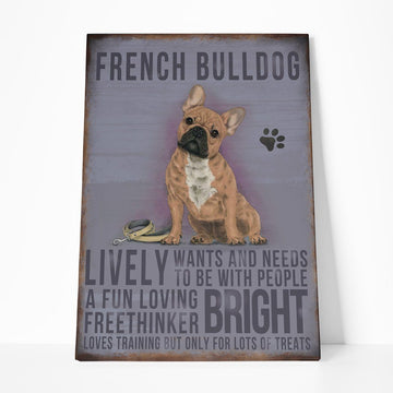 Gearhuman 3D French Bulldog Vintage Quotes Custom Canvas GW01039 Canvas 1 Piece Non Frame M