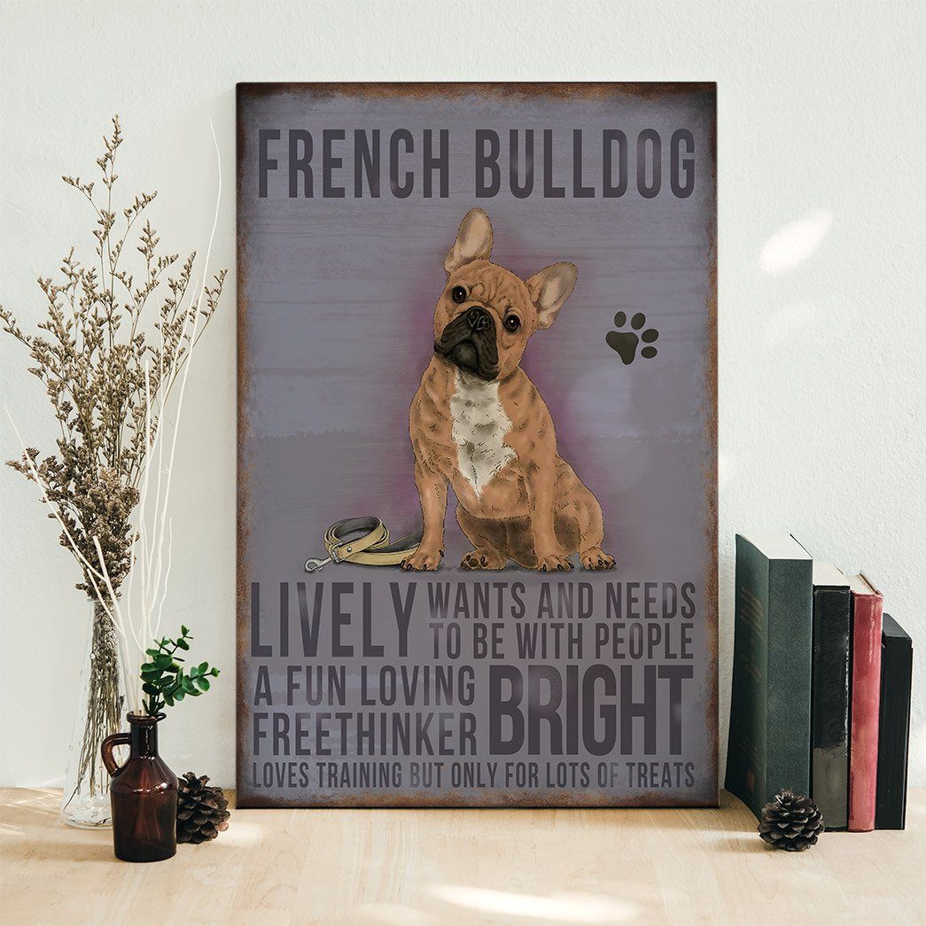 Gearhuman 3D French Bulldog Vintage Quotes Custom Canvas GW01039 Canvas