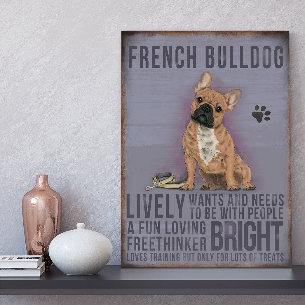Gearhuman 3D French Bulldog Vintage Quotes Custom Canvas GW01039 Canvas