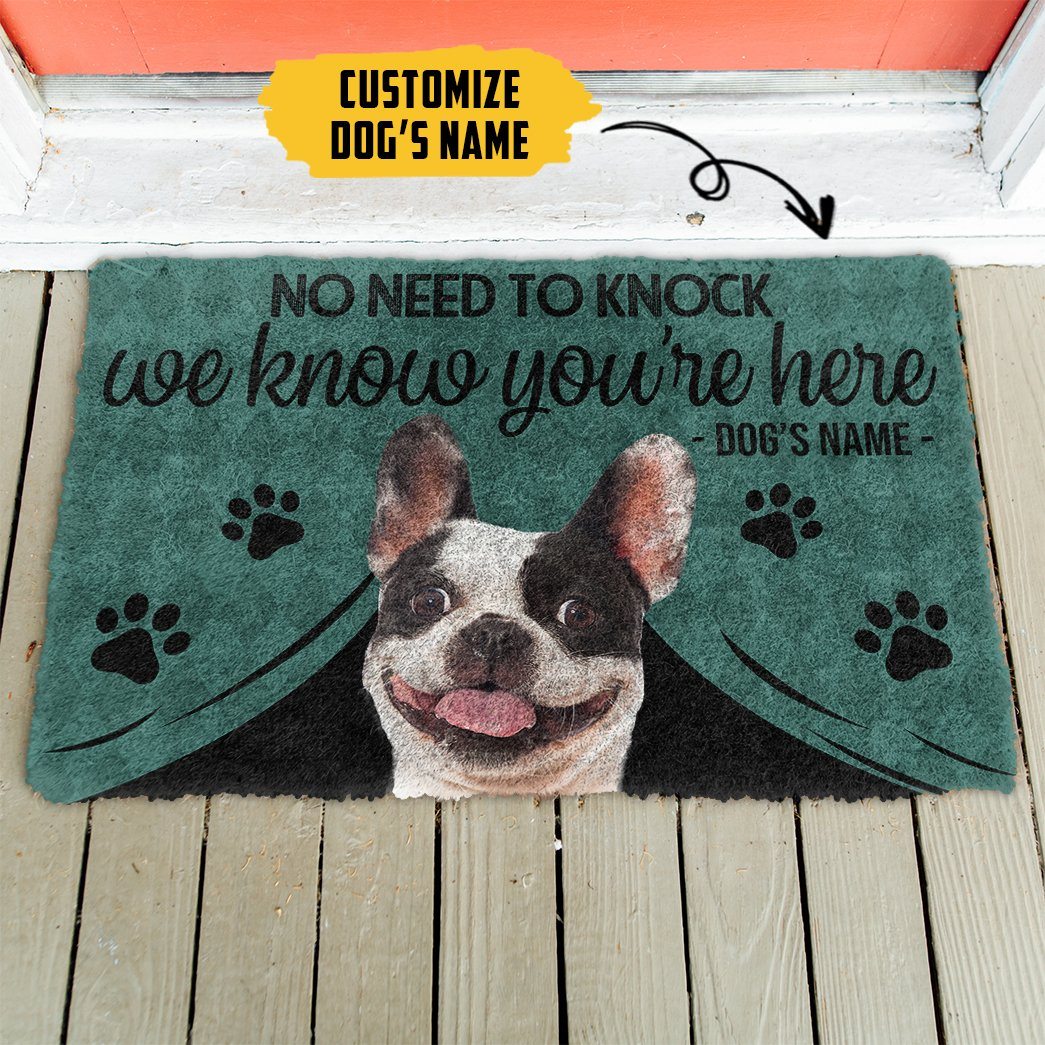 Gearhuman 3D French Bulldog We Know Youre Here Custom Name Doormat GW29016 Doormat
