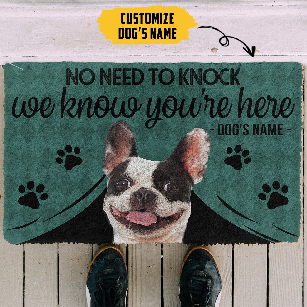 Gearhuman 3D French Bulldog We Know Youre Here Custom Name Doormat GW29016 Doormat