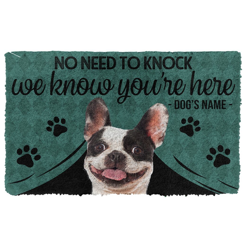 Gearhuman 3D French Bulldog We Know Youre Here Custom Name Doormat GW29016 Doormat Doormat S(15,8''x23,6'')