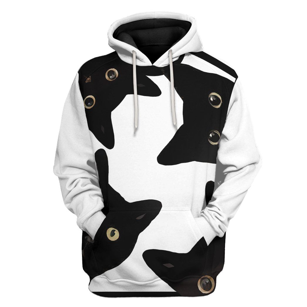 Gearhuman 3D Funny Stealthy Black Cat Custom Shirt GR21129 3D Apparel Hoodie S 