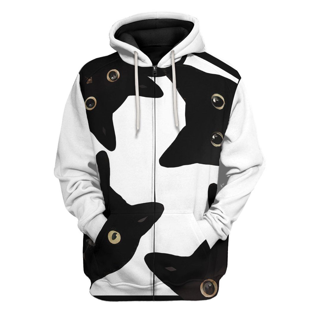 Gearhuman 3D Funny Stealthy Black Cat Custom Shirt GR21129 3D Apparel Zip Hoodie S 
