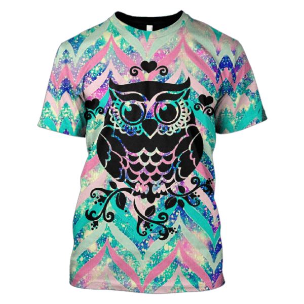 Gearhuman 3d Galaxy Owl Hoodies T-Shirt Apparel HP101106 3D Custom Fleece Hoodies T-Shirt S 